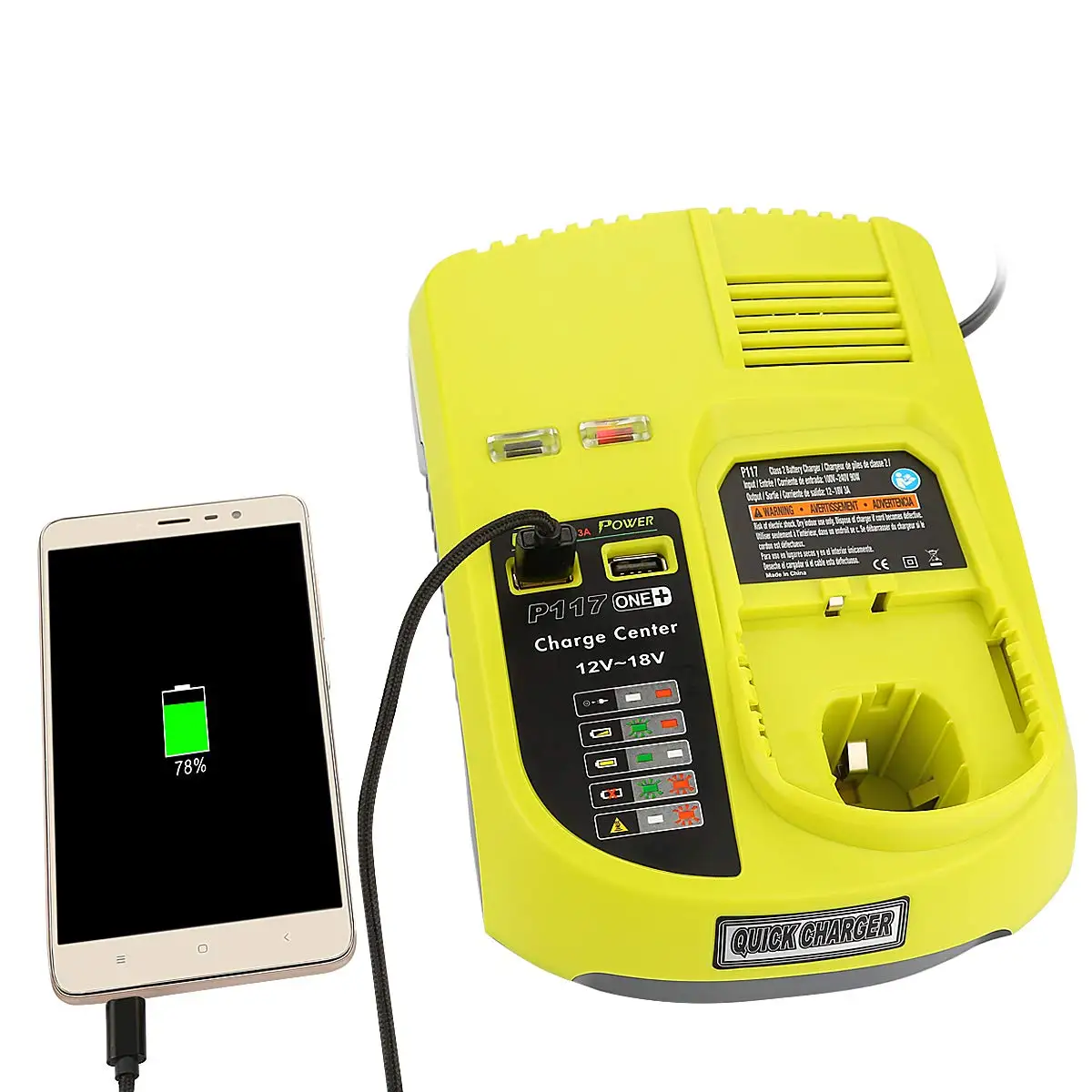 P117 Charger for Ryobi Ni-CD Ni-MH Li-ion Power Tool Battery 12V-18V UK Plug