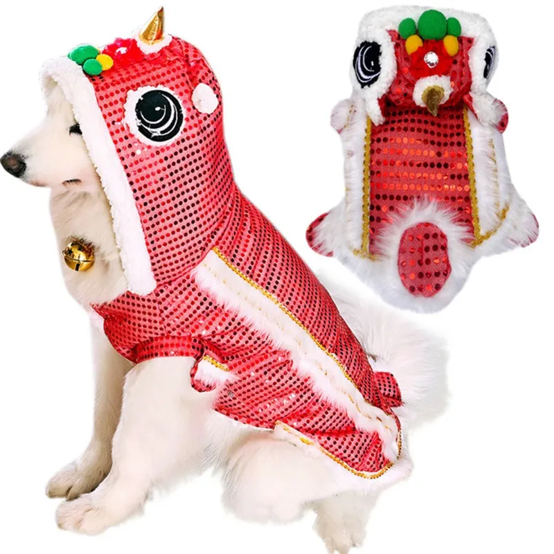 Funny Dog Clothes New Year's Pet Chinese Costume Dragon Dance Lion Dog