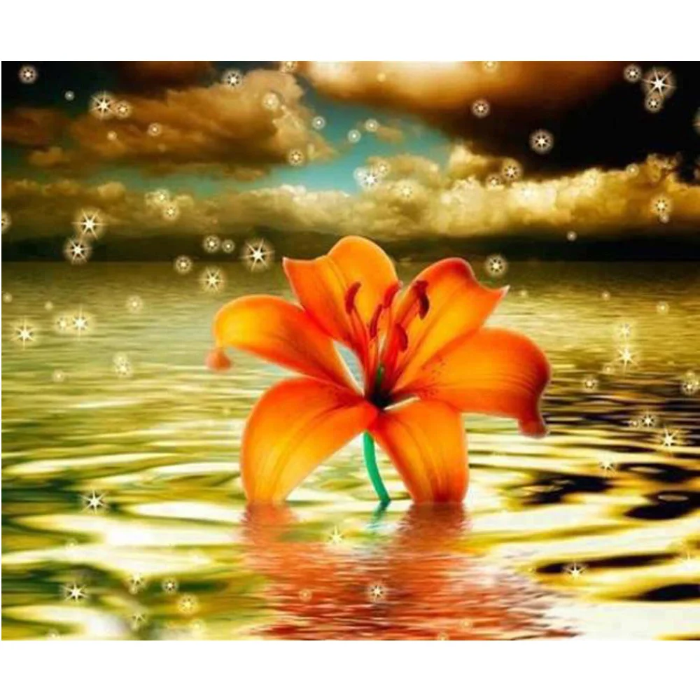 

New DIY Diamond Embroidery Lily flower Diamond Painting Cross Stitch Diamond Mosaic Embroidery With Home Decor Flowers H1506