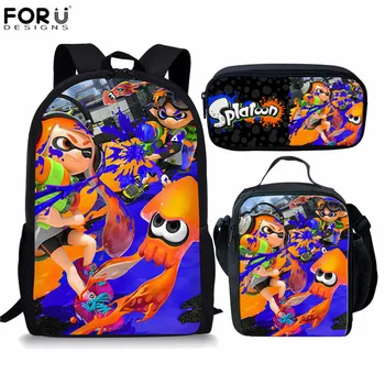 

FORUDESIGNS Schoolbags Backpack Teenager Girls Boys Orthopedic Splatoon 2 Schoolbag Book Bag Travel Backpack Cartoon Book Bag
