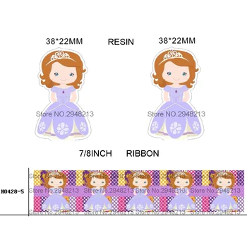 

printed cartoon grosgrain ribbon and resin sets 7/8inch 50yard ribbon and 50pcs resin 1 sets REB142