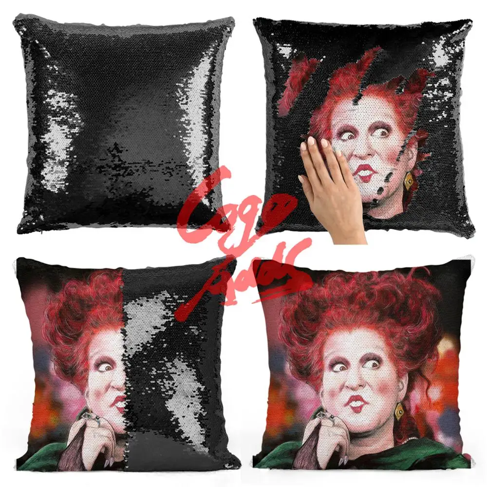 

Sanderson Sisters Hocus Pocus | sequin Pillowcase | Two color pillow | gift for her | gift for him | pillow | magic pillow