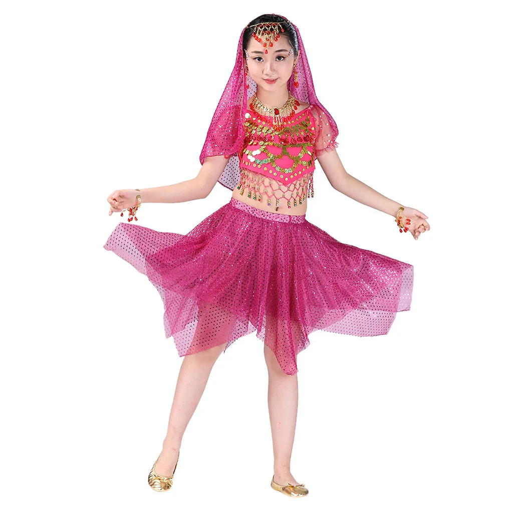 

Quality Indian Jewelry Sari Girls Dress Eastern For Kids Children Belly Dance Oriental Costumes Clothes Set Deadpool Gypsy