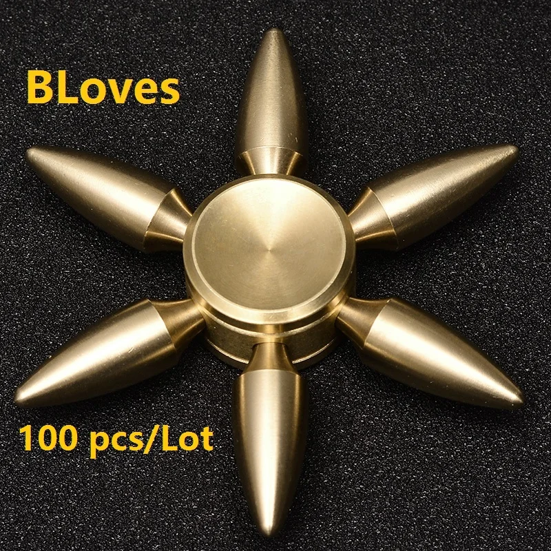 

Bloves 100 pcs/Lot Six Bullet Gold Heavy Quiet Metal Wheel Anti Stress Fidget Spinner Hand Spinner Toys Puzzle With CE Free DHL