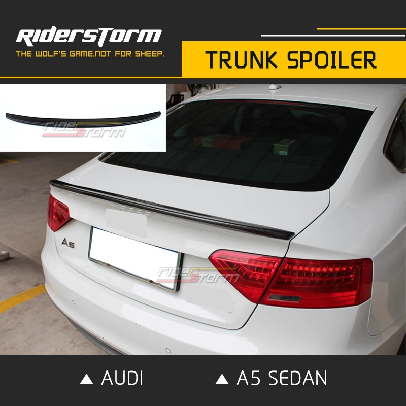 

Riderstorm Carbon Fiber Rear Trunk Spoiler Boot Duck Lip Wing for Audi A5 4-Door Sedan 2009-2016 Car Styling Auto Tunning Parts