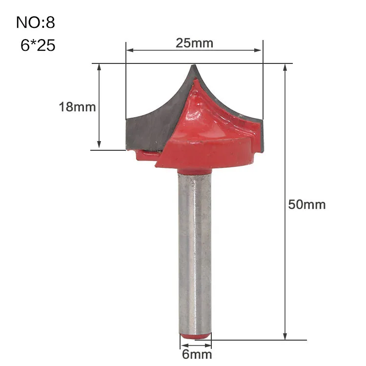 1 шт., 6 мм хвостовик, инструменты с ЧПУ, твердосплавные круглые носовые биты, круглые концевые резаки, шейкер, резак, инструменты для деревообработки - Длина режущей кромки: NO8