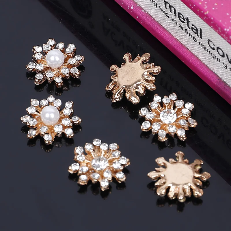 

2016New 50Pcs Crystal Pearl Alloy rhinestone Buttons/buckle for DIY hair accessies HZ93