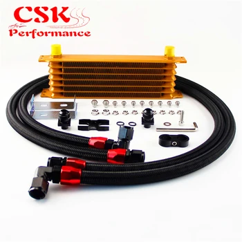 

7 Row 262mm AN10 Trust Oil Cooler Kit w/ Brackets Fits For BMW E36 Euro E82 E9X 135/335 E46 M3 E90 E92 Black/Gold/Blue