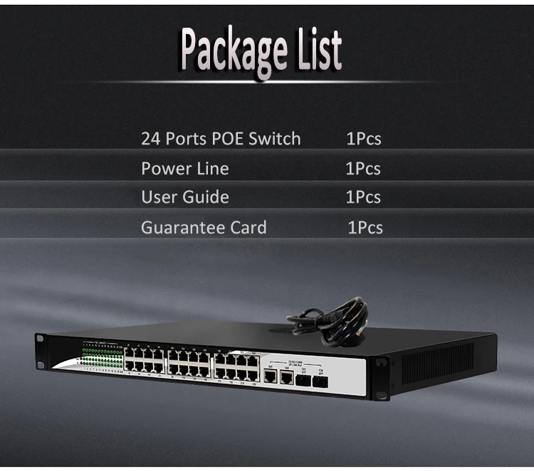 Коммутатор POE стандарта 802.3af/at 24 10/100 Мбит/с 2*1000 Мбит/с и 2 гигабитных SFP для ip-камеры, беспроводной AP