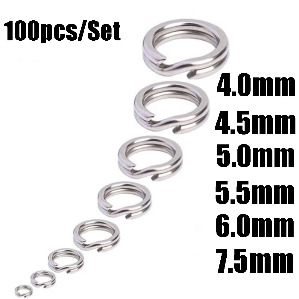 Tackle Durable Fishing Split Rings Fish Connector Swivel Snap Stainless Steel