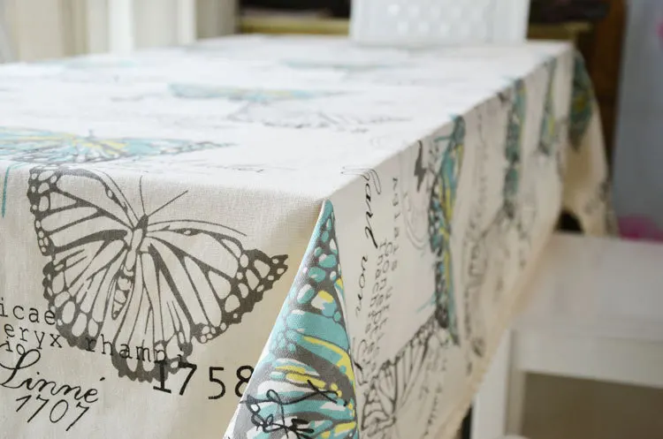 BeddingOutlet Butterfly Tablecloth Cotton Linen Dinner Table Cloth Insect Macrame Decoration Lacy rectangular table cloth