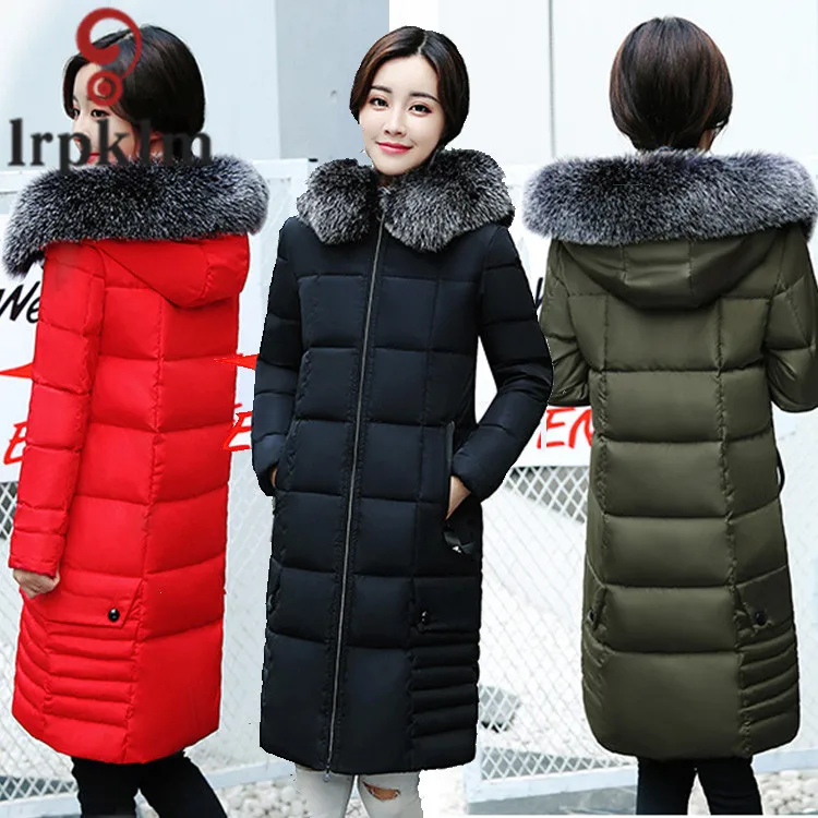 Winter Jacket Women Women's Parkas Long Coat Parka Women 2018 With Artificial Fur Collar Hooded Cotton Coats And Jackets LZ970 (2)