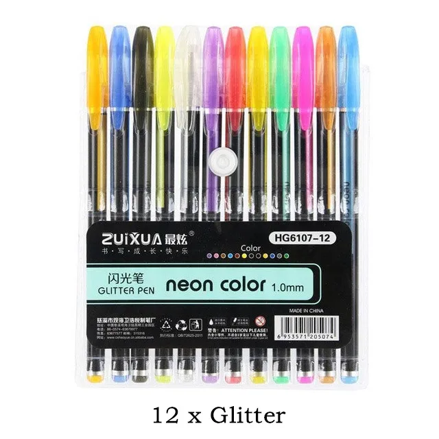 48 цветов набор гелевых ручек, блестящая гелевая ручка для взрослых раскрасок журналов Рисование художественные маркеры - Цвет: 12 Colors