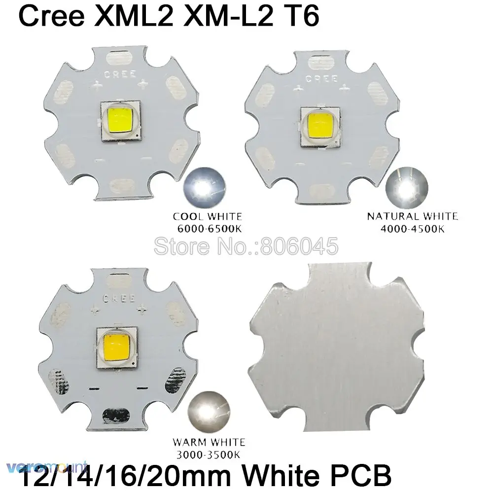 

10x CREE XML2 XM-L2 T6 High Power LED Emitter Cool White 6500K Neutral White 5000K Warm White 3000K 16mm 20mm White Aluminum PCB