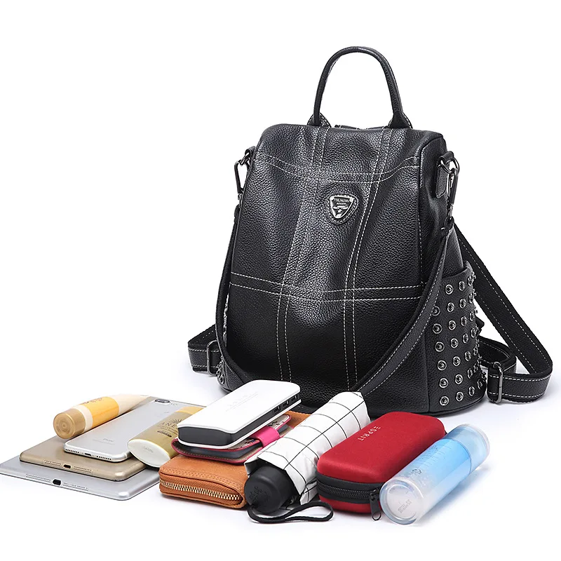 Mododiino, женский рюкзак,, модная повседневная сумка, высокое качество, с заклепками, женская сумка на плечо, из искусственной кожи, рюкзак для девочки DNV0637