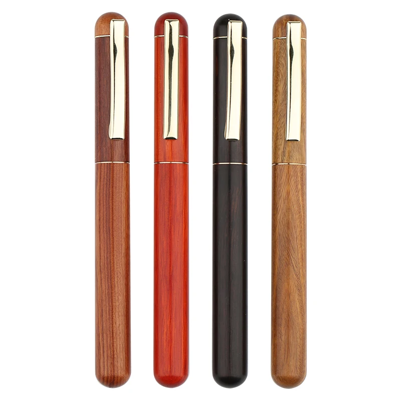 

High-end Handmade Wood Fountain Pen Gold Clip Iridium Nib Good Writing Inking Pens with Pen Box The Best Gift Choice
