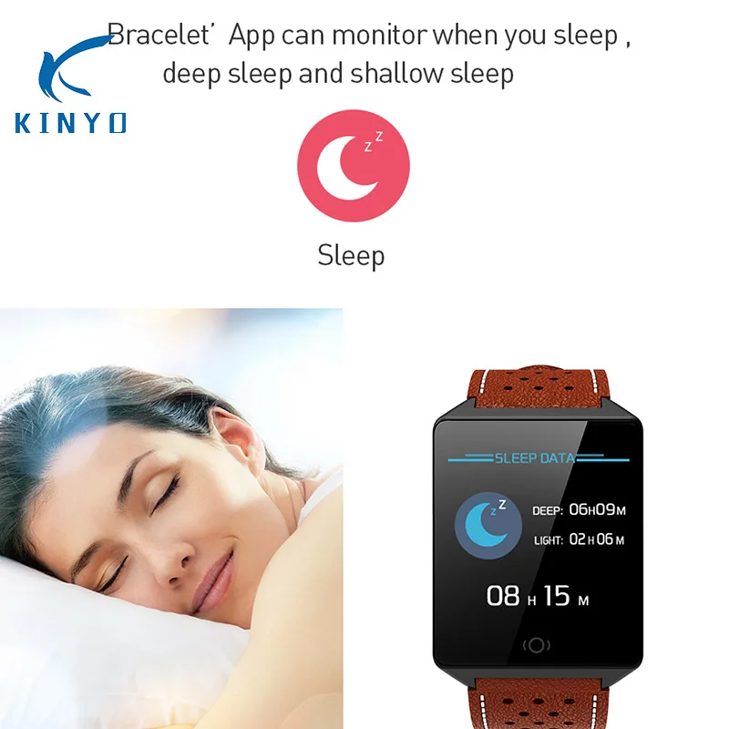 

Woman sleep monitoring smart bracelet continuous heart rate monitor smartband call reminder remote camera wristband pk miband 2