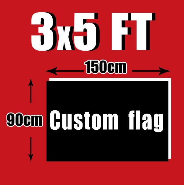 

Custom flag 90*150CM any color any logo as your request With White Sleeve Metal Grommets