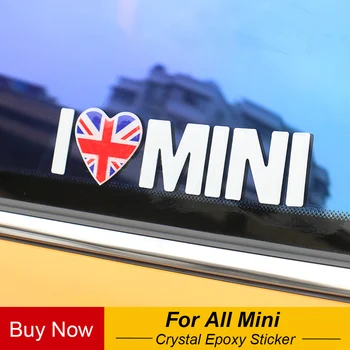 

Union Jack Door 3D I LOVE MINI Crystal Epoxy Sticker Decoration For Mini Cooper F56 F55 F60 R56 R55 R60 Countryman Accessories