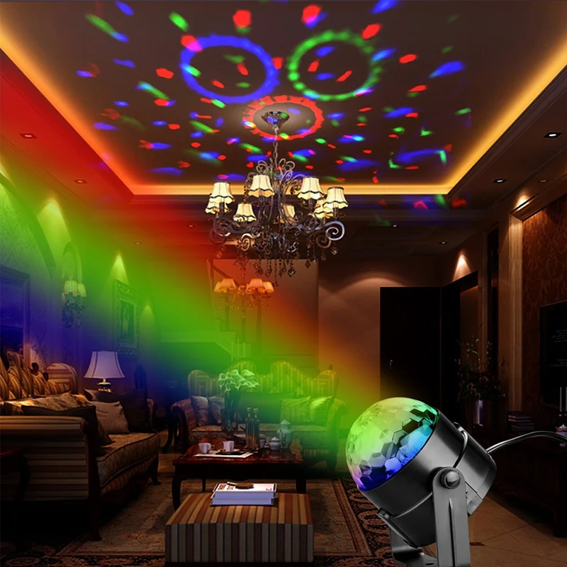 7 цветов светодиодный диско-шар вечерние светильник s DJ диско-шар сценический светильник звуковая активация стробоскоп вечерние сценический светильник ing Клубные стробоскопические эффекты