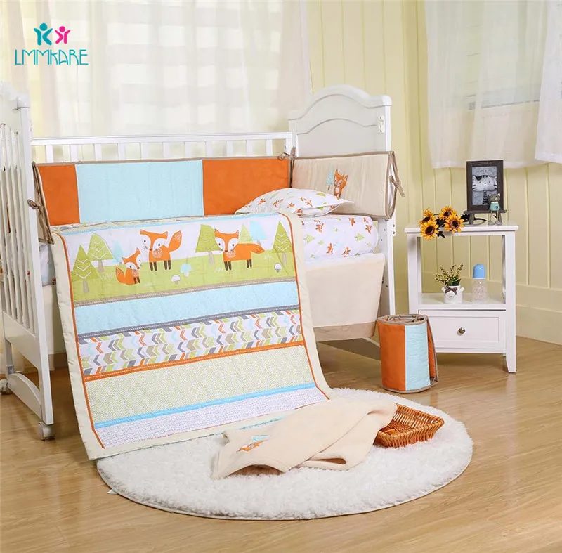 Ensembles De Literie Pour Nouveau Ne Couvre Lit Unisexe Broderie Renard Drap Couette Jupe De Lit 100 Coton Aliexpress Mere Et Enfant