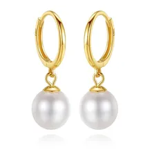 Hot Sell Real Gold 18K Pearl Drop Earrings New Natural 6.7-7mm White Freshwater Pearl Earrings For Women Wedding Jewelry Gift цена Hot Sell Real Gold 18K Pearl Drop Earrings New Natural 6.7-7mm White Freshwater Pearl Earrings For Women Wedding Jewelry Gift цены онлайн