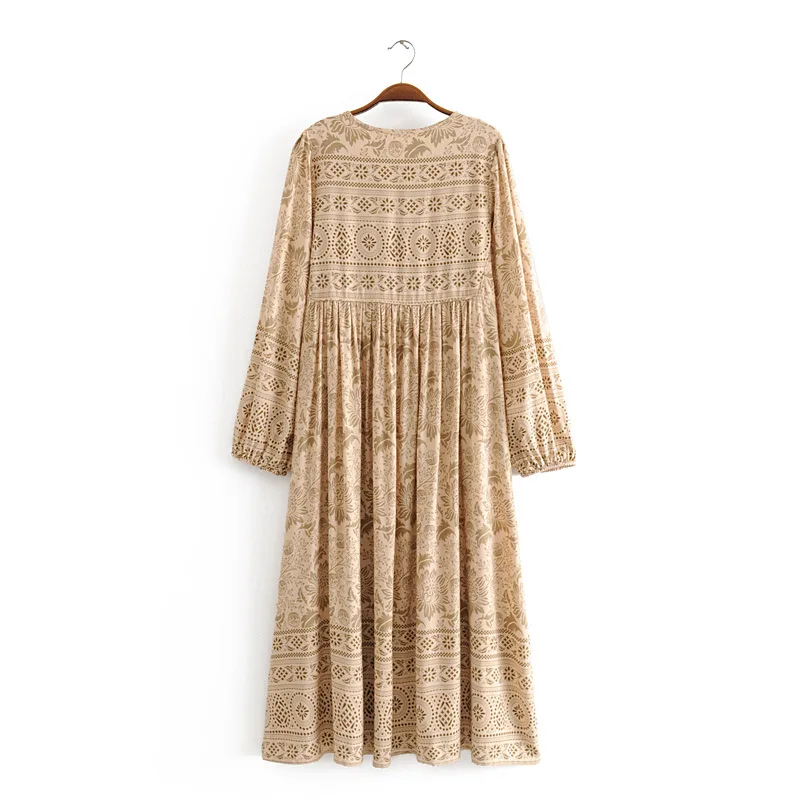 TEELYNN Цыганская туника boho платье 2019 Lioness с цветочным принтом осенние платья