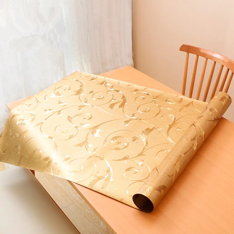 

Bronzing table mat PVC golden color waterproof tablecloth rectangle Anti-hot dining table cover Europe style plastic soft glass