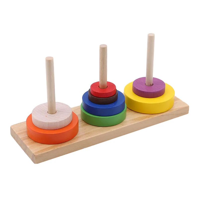 Цвет десять слоев Башня Ханоя взрослых Классическая интеллект Образование головоломки деревянные игрушки