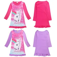 Детский топ с рисунком единорога и лошади; платье с длинными рукавами; ночная рубашка; Пижама; одежда в подарок