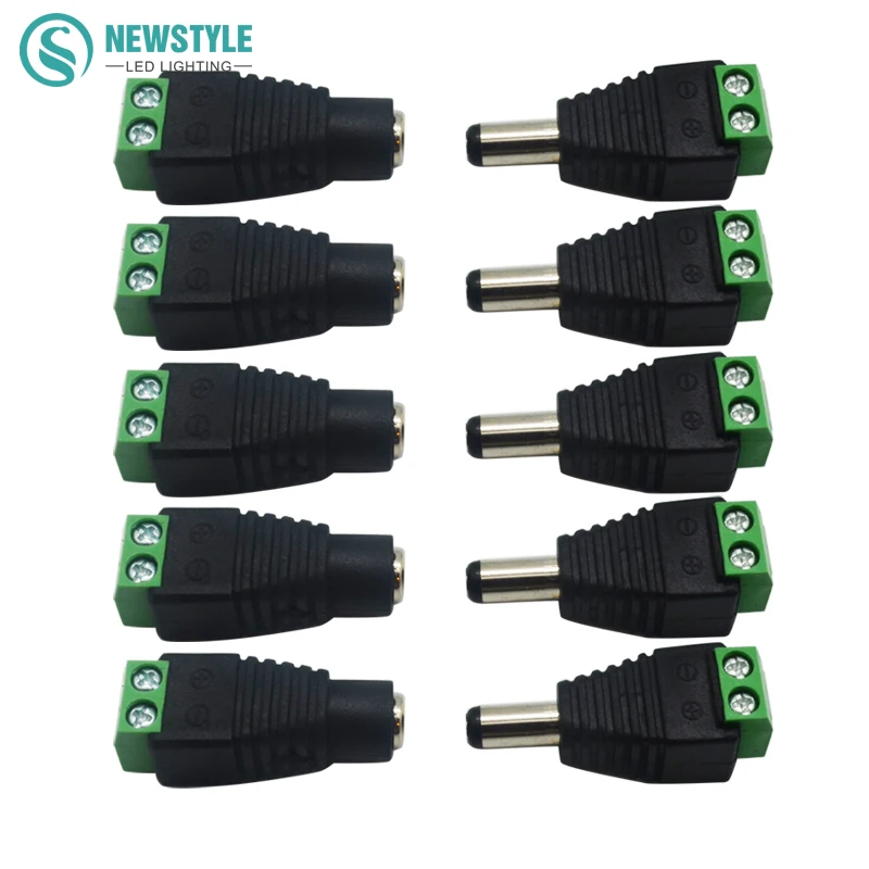 

Lighting Accessories 5 pairs/lot LED Connector 5.5*2.1mm DC Male Female Power Adapter Connector Plug No Soldering For LED Strips