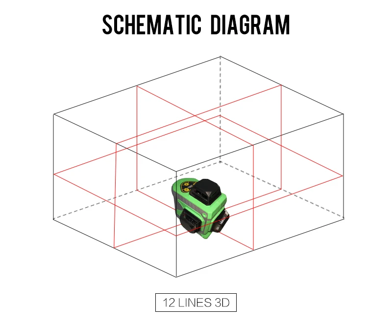 Мули 3D12 линия красный свет и LD Синий уровень Автоматическая Горизонтальная с диагональной большие литий-Батарея лазерный измерительный