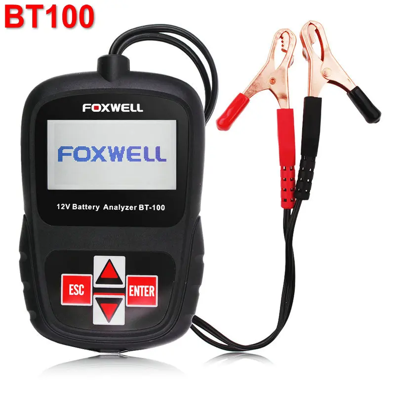 FOXWELL BT100 12V Car Battery Tester for Flooded, AGM, GEL Original BT100 12 Volt Automotive Battery Analyzer CCA Multi-language