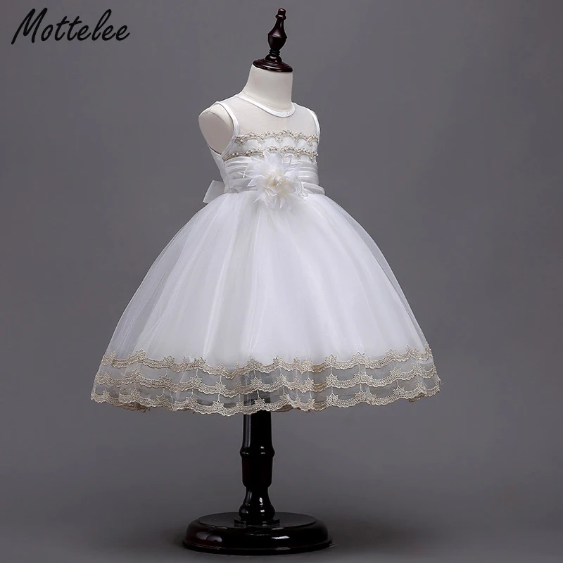 Buy Mottelee Formal Dress for Kids Girls White Princess Ball Gown Flower Girl