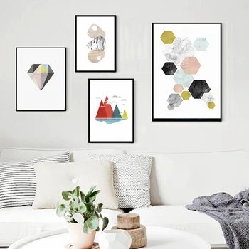 

Abstract Geometric Print Canvas Paintings Minimalist Modern Nordic Poster Wall Art Pictures for Living Room Home Office Decor