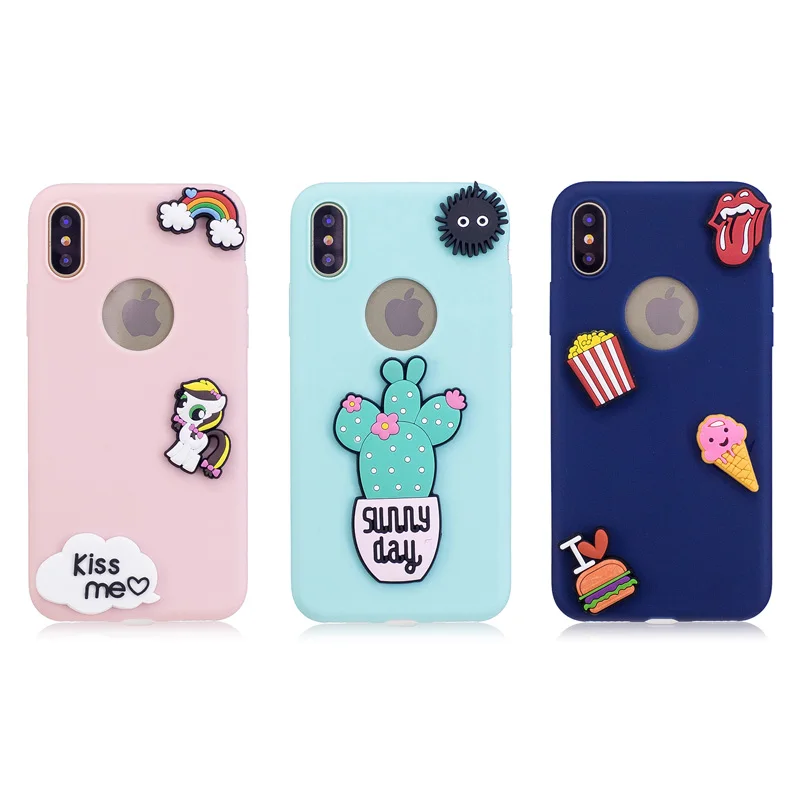 3D Cute Unicorn Cactus Flower Fruits Soft Silicone TPU Case Fundas For iPhone X XR XS Max 8 7 6 6S Plus 5 5S SE Cover Coque | Мобильные