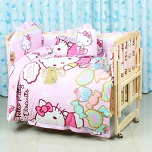 Акция! 6 шт. мультфильм Пеленальные принадлежности Набор кроватка детская кроватка Постельное белье для мальчиков и девочек(3 бампер+ подушка+ матрац+ одеяло