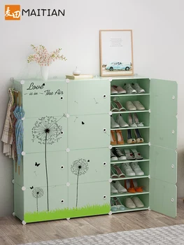 

Simple Shoe Cabinet Economical Multilayer Assembly Household Provincial Space Door Shoe Rack Dormitory Women Receive Dust-proof