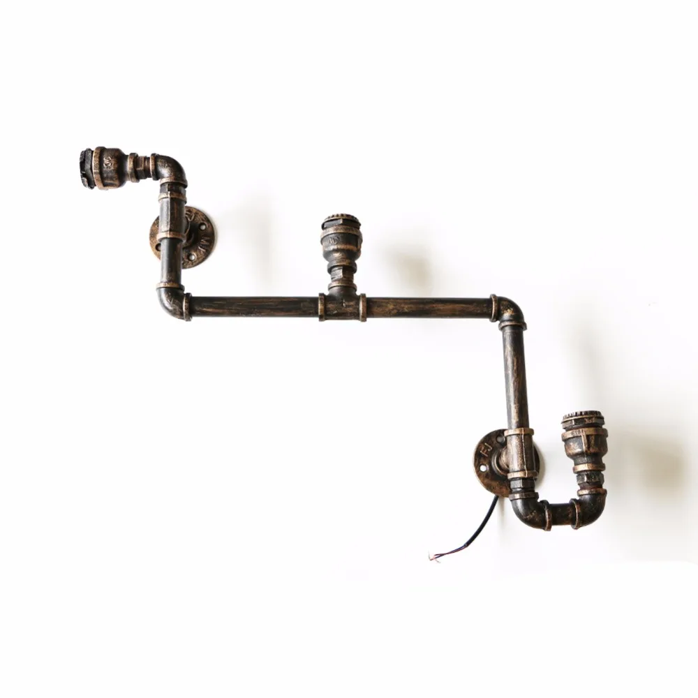 3 Head Loft Industrial Wall Lamp Antique E27 Edison Bulbs Vintage Water Pipe Wall Lamp for Living Room Home Lighting