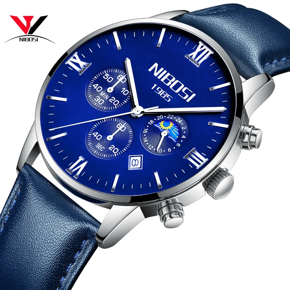 Montre Homme Marque De Luxe NIBOSI 2018 мужские часы брендовые роскошные кожаные