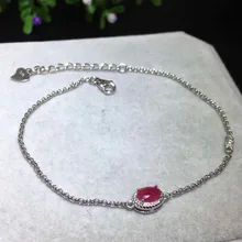 С натуральным красным Рубином браслет с драгоценными камнями браслет из натурального драгоценного камня 925 серебряный браслет Элегантный Простой один драгоценный камень девушка подарок вечерние ювелирные изделия