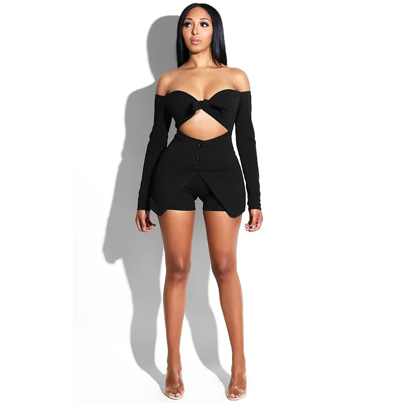 2018 сексуальные комбинезоны с вырезом лодочкой женские облегающие однотонные