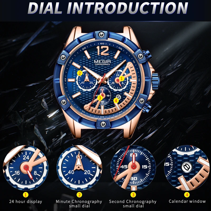 Mens Watches MEGIR Top Luxury Brand Men Military Sports Watch Waterproof Silicone Strap With Chrono