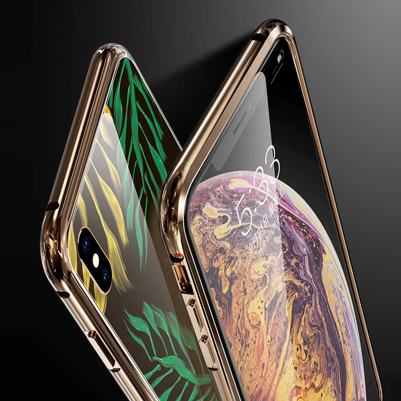 Роскошный стеклянный чехол Vpower для Apple iPhone XR XS Max Алюминиевый металлический