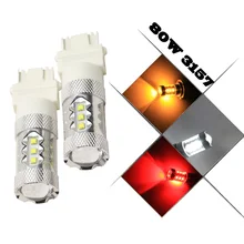 2pcs 80W led Bulbs 3056 3156 3057 3157 p27 7w TCree LED Chips For car Rear