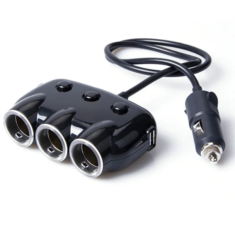 3 Way Car Charger Splitter Cigarette Lighter Socket Power 2 USB 3.1A