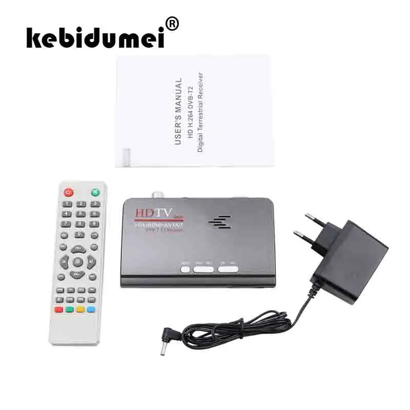 Kebidumei DVB T/DVB T2 TV тюнер приемник T/T2 Box VGA AV CVBS 1080P HDMI Цифровой HD спутниковый ресивер