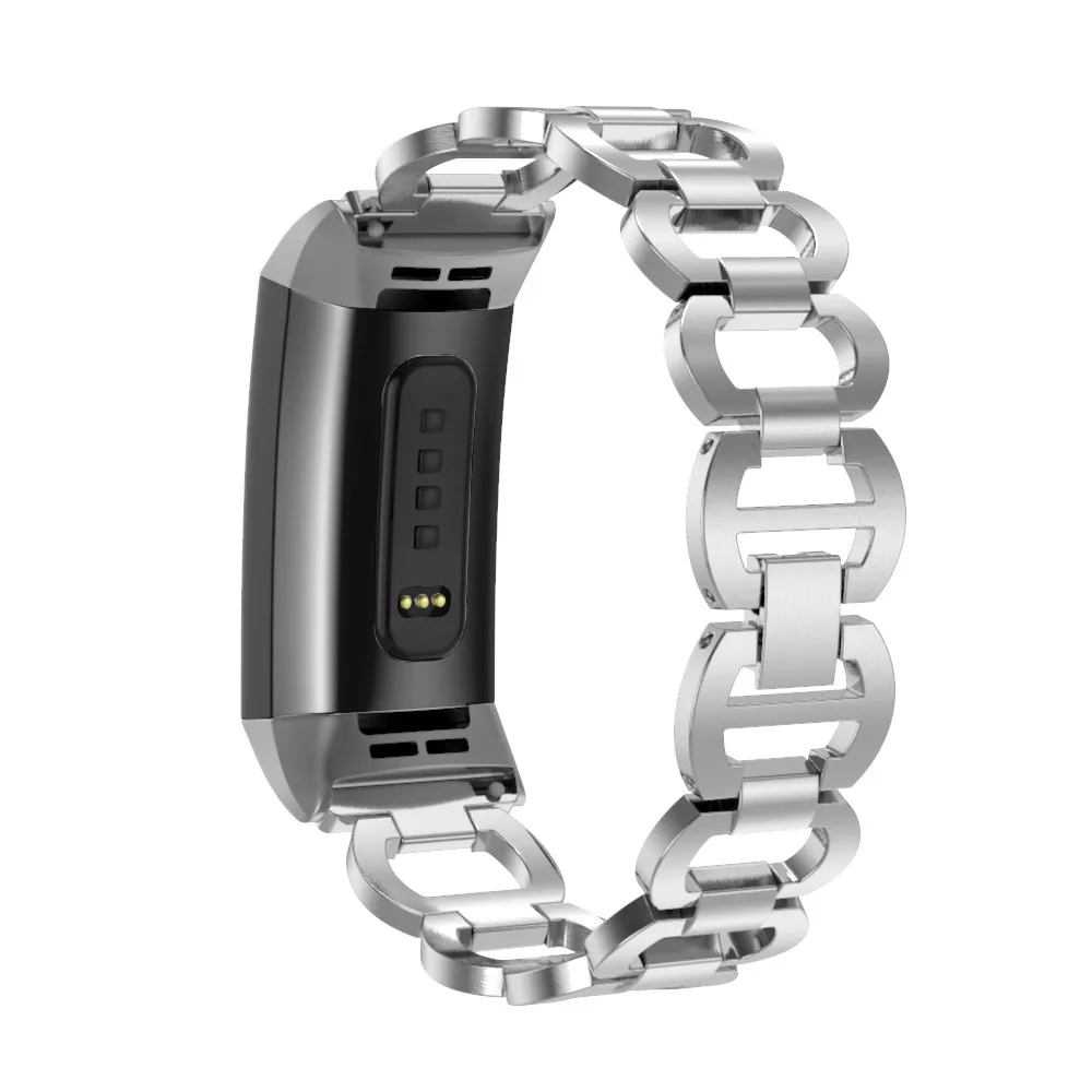 Замена Нержавеющая цепь браслет Смарт часы ремешок для Fitbit Charge 3 Watachband Спортивные товары Аксессуары 3