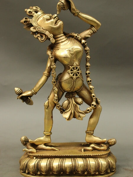 

JP S0610 10" Tibet Brass Buddhism Vajra Protect Vajrayogini Vajravarahi Buddha Statue