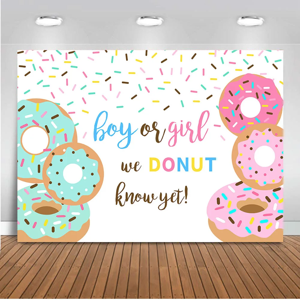  Gender Reveal Backdrop for Photography Donut Background Photo Studio Newborn Baby Party Decoration Supplies Vinyl | Электроника
